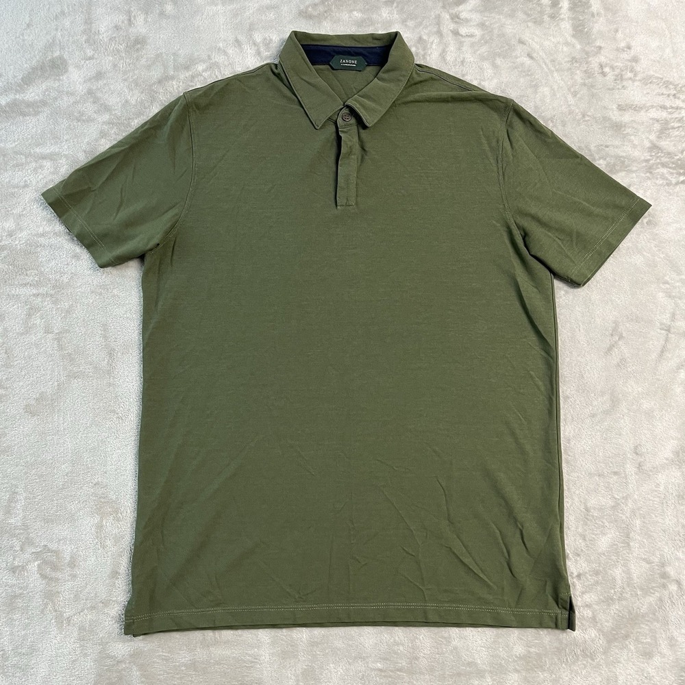 Zanone IceCotton Polo Shirt Mens 50 Medium* Green Short Sleeve Made In Italy